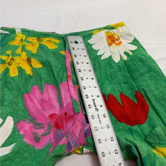 Jams World Vintage Jaisy Green Floral Capri Cropped Art To Wear Pants Size Large - Picture 5 of 9